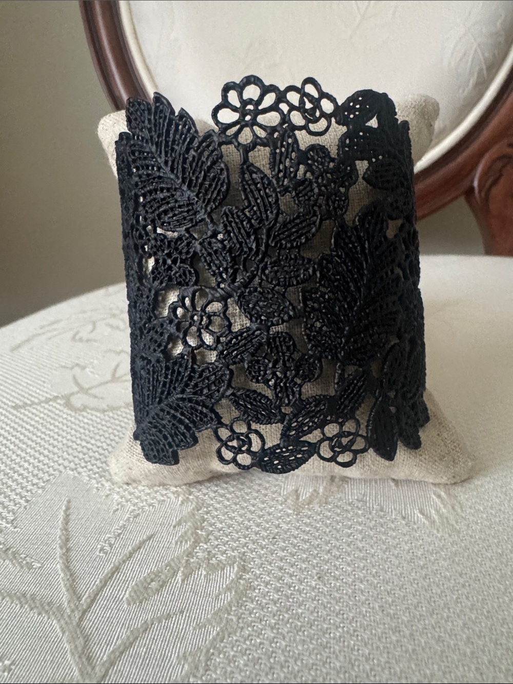 Stella & Dot Black Chantilly Lace cuff black